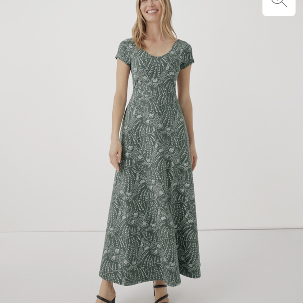 Pact NWT XXL Fit & Flare Crossback Maxi Dress in Vintage Garden green